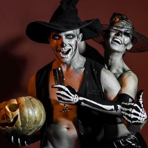 ONEINHE Halloween Skeleton Gloves with Skull Face Mask for Adult Cosplay Party