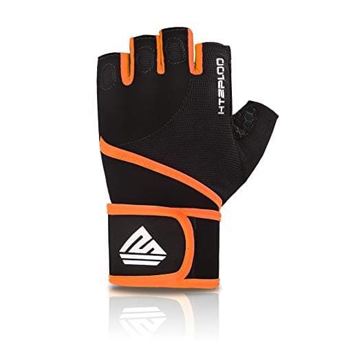 Men's & Women's Workout Gloves - Full Palm Pad, Wrist Support, Enhanced Grip, Fitness Training — Black&Orange