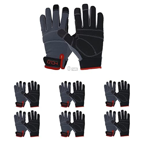 HANDLANDY Touch Screen Utility Gloves for Men & Women — Grey (6 Pairs)