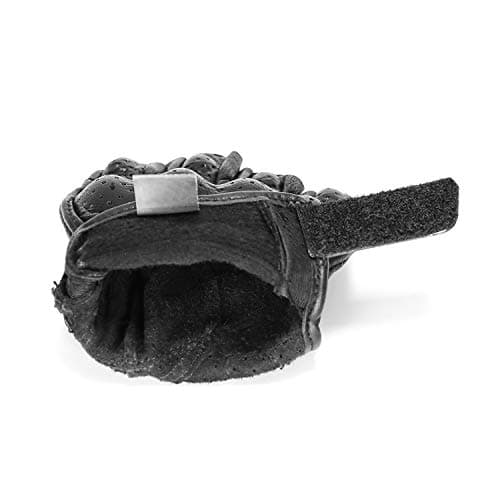 Black Leather Half Finger Motorcycling Gloves for Men XXL(G11)