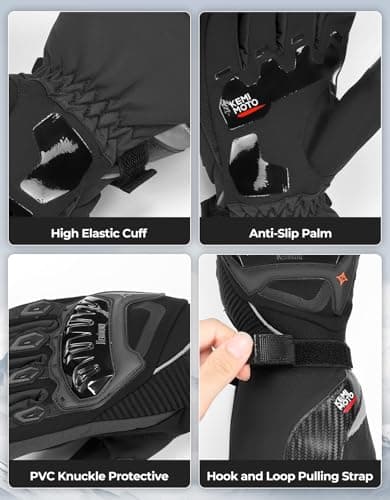 KEMIMOTO Winter Riding Gloves, Rainproof Touchscreen Compatible for ATV, UTV, Snowmobile
