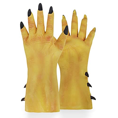 MioCloth Scary Halloween Skeleton Claw Hand Gloves Costumes for Adults — Yellow