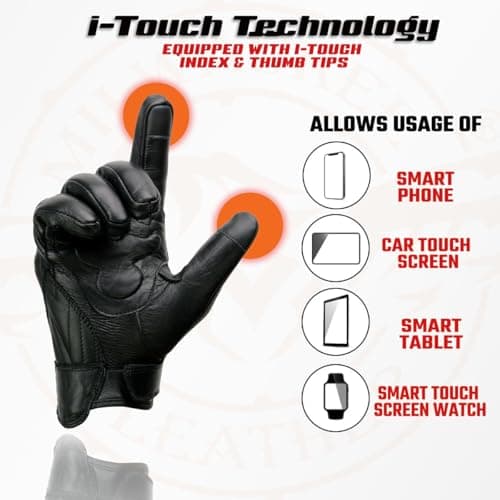 Milwaukee Men's Black i-Touch Gel Palm Motorcycle Gloves