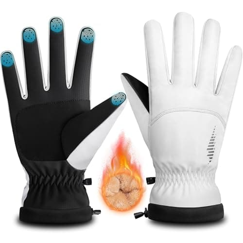 RivMount Winter Waterproof Ski Gloves Warm Touchscreen Compatible Men Women — White