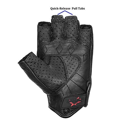 Black Leather Half Finger Motorcycling Gloves for Men XXL(G11)