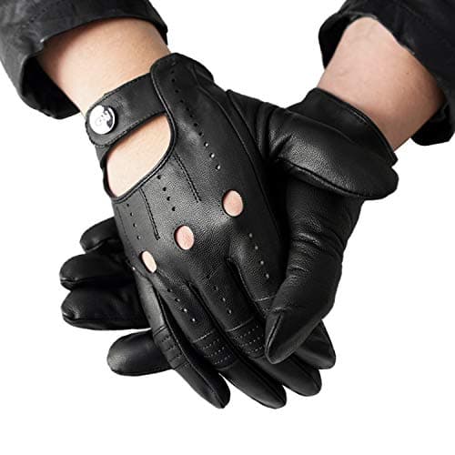 Genuine Leather Black Driving Gloves for Men, Touchscreen Compatible Motorcycle Fotos