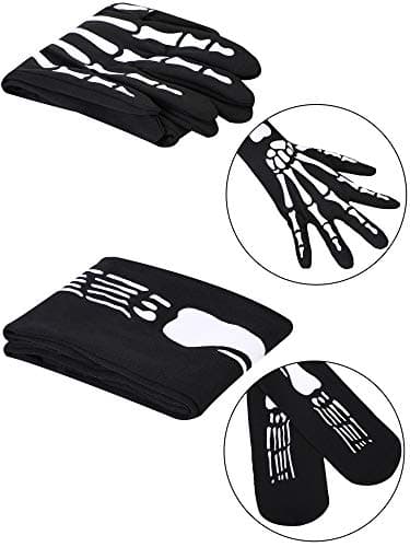 Blulu Halloween Skeleton Gloves Stockings Set