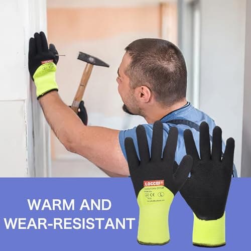 LOCCEF Winter Work Gloves for Men and Women, Freezer-Thermal Insulated, Super Grip