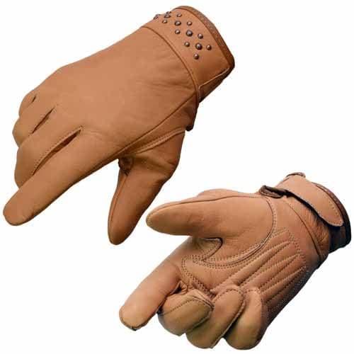 Milwaukee MG7760 Black Leather Gel Palm Women's Motorcycle Gloves — Saddle