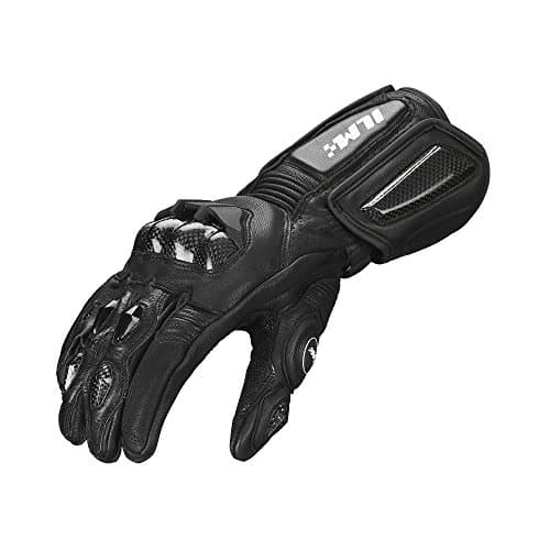 ILM Air Flow Leather Motorcycle Gloves (L, Black)