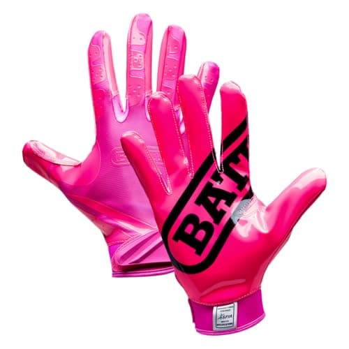 Battle Sports Ultra Stick Football Gloves - For Adults and Youth — Pink