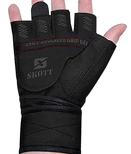 Skott Evo 2 Weightlifting Gloves with Wrist Support-Double Stitching for Durability