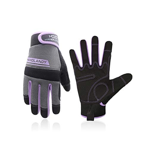HANDLANDY Women's Touch Screen Safety Work Gloves for Yardwork Gardening — Purple