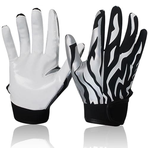 Youth Football Gloves with Silicone Grip for Enhanced Play — Zebra