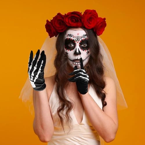 VEAGINS Halloween Skeleton Gloves for Adult Cosplay Party