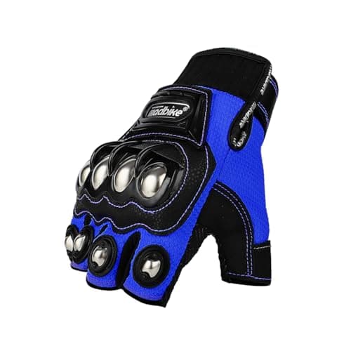 Air Flow Motorcycle Gloves for BMX, MX, ATV, MTB Racing — Blue Short