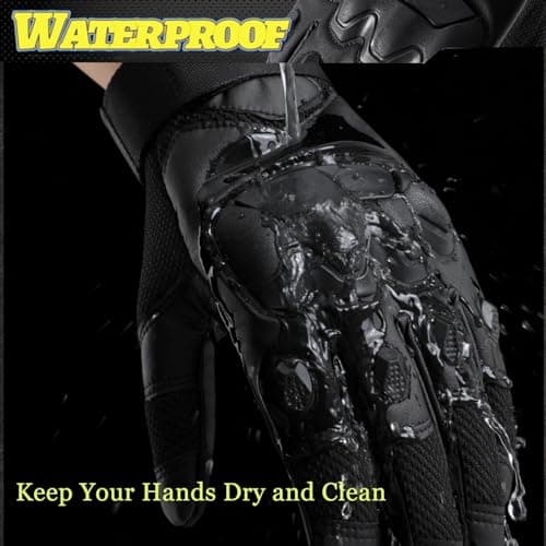 Tactical Motorcycle Gloves for Men with Leather Palm for Hiking & Camping