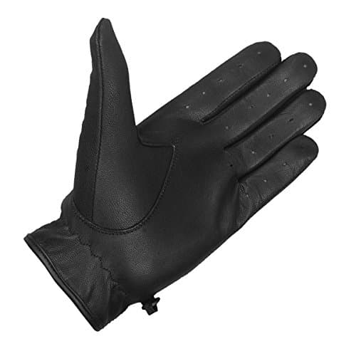 Real Leather Biker Gloves for Men & Women - Touchscreen Ventilation, Adjustable Fit, Black XL