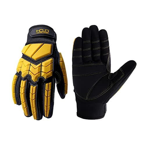 Handlandy Heavy Duty Impact Gloves, SBR Padding, TPR Protector — Yellow-sbr Padded Palm