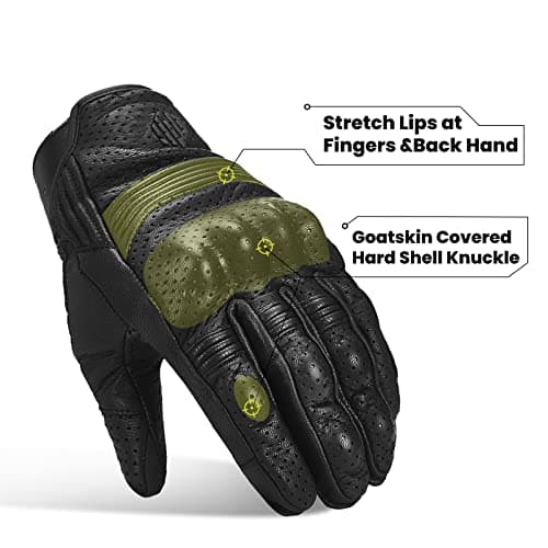 ILM Black Perforated Goatskin Motorcycle Gloves DN01 Touchscreen Compatible