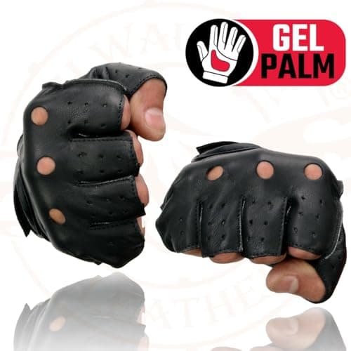 Milwaukee Black Perforated Gel Padded Men's Motorcycle Gloves