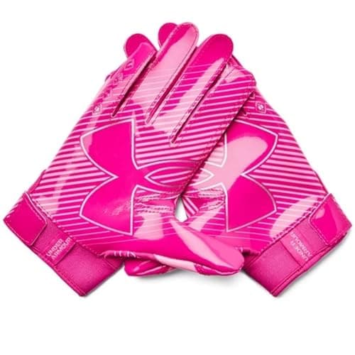 Under Armour Boys F9 Nitro Football Gloves — (652) Rebel Pink / Fluo Pink / Metallic Silver