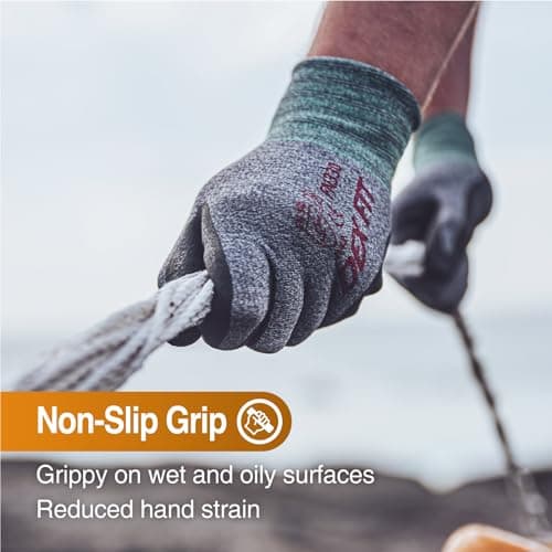 DEX FIT Nitrile Work Gloves, 3D-Comfort Stretch, 3Packs, Durable & Breathable; Grey M (8)