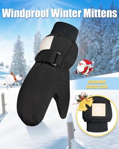 RIGWARL 10℉ Kids Ski Mittens Waterproof Anti-Slip Windproof