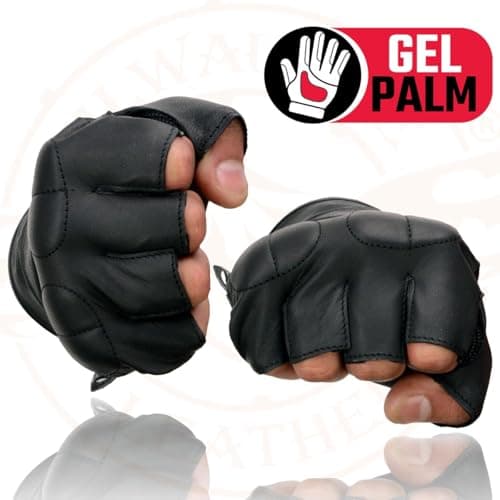 Milwaukee Black Leather Gel Palm Hand Gloves with Knuckle Pads
