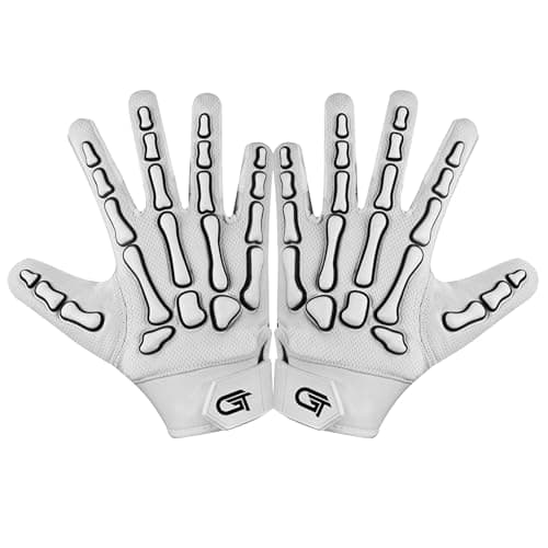 Glorious Traders Wide Receiver Football Gloves with Super Sticky Grip, Black & White