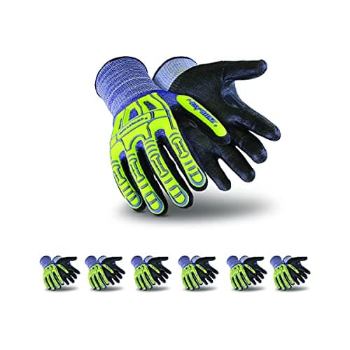 HexArmor Rig Lizard Safety Work Gloves | Impact Protection — 2095 | Blue Impact W/ Polyurethane Grip