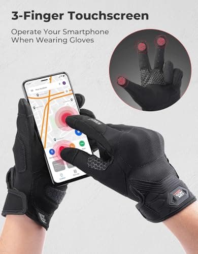 KEMIMOTO Men's Motorcycle Gloves withPU Foam Shell, Touchscreen Anti-Slip