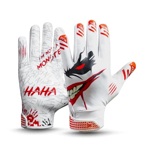 Youth & Adult Football Gloves — White Red