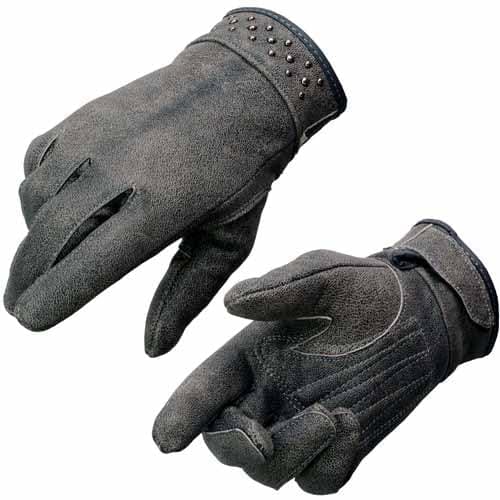 Milwaukee MG7760 Black Leather Gel Palm Women's Motorcycle Gloves — Distressed Grey