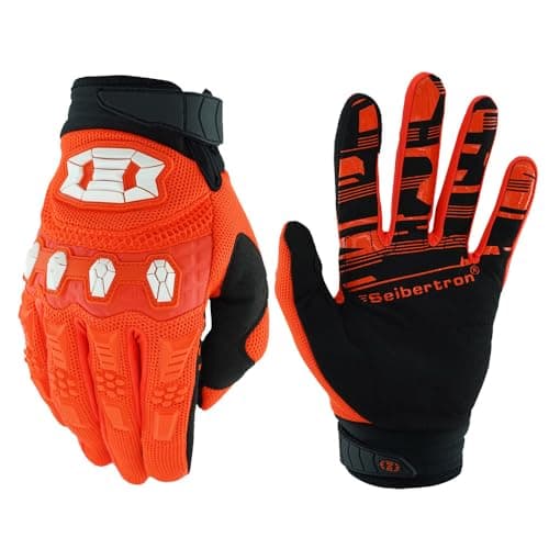 Seibertron Full Finger Motocross Racing Gloves Touch Recognition — Orange