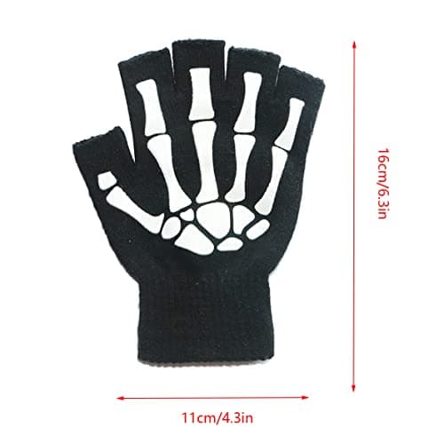 Jiuhong Halloween Luminous Skeleton Gloves for Men and Women