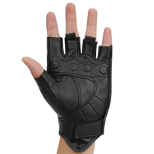 Leather Motorcycle Gloves for Men Half Finger Knuckle Armored Riding