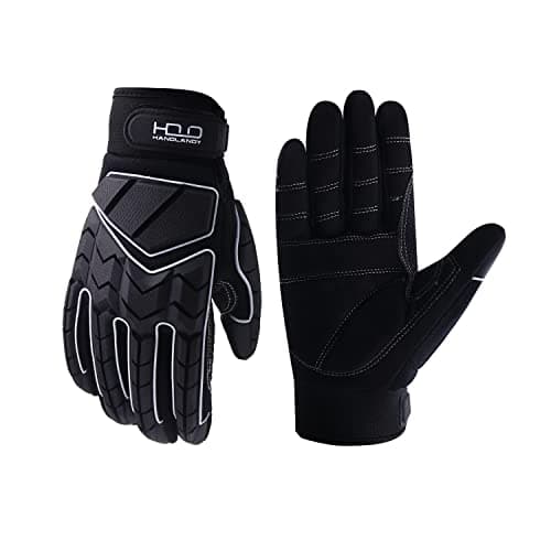 Handlandy Heavy Duty Impact Gloves, SBR Padding, TPR Protector — Black-sbr Padded Palm