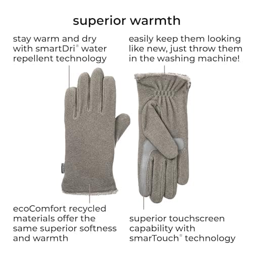 Isotoner Women's Stretch Fleece Gloves with Microluxe Liner & Smart Touch