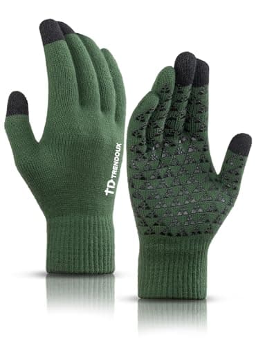 TRENDOUX Winter Gloves for Men & Women - Touch Screen Cold Weather Thermal Knit Gloves — Dark Green