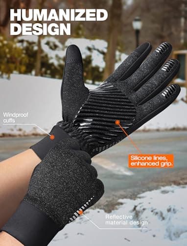 Winter Gloves for Women and Men - Warm, Windproof, Touchscreen, Snow Skiing Thermal Liners - for Cycling, Running, Driving, Walking, Hiking, and Commuting.