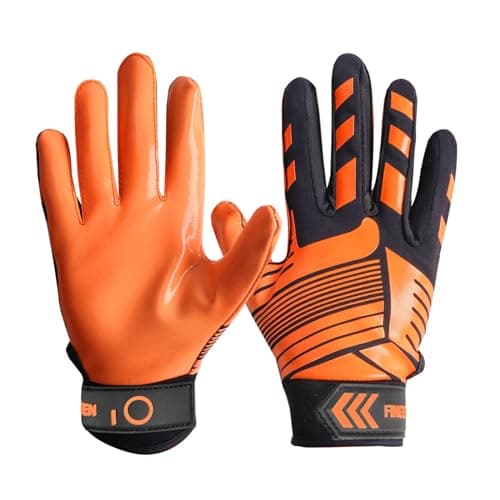 Non-Slip Silicone Football Gloves for Adults & Youth Lightweight Flexible Receiver Gloves — C-Orange