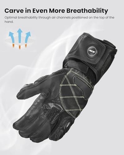 ILM Air Flow Leather Motorcycle Gloves (L, Black)