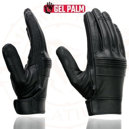 Milwaukee Leather MG7535 Men's Black Gel Palm Motorcycle Gloves