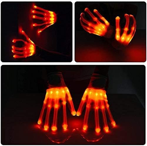 Weichuangxin Light-Up Skeleton Hand Gloves LED Modes Fun Christmas Birthday Gift