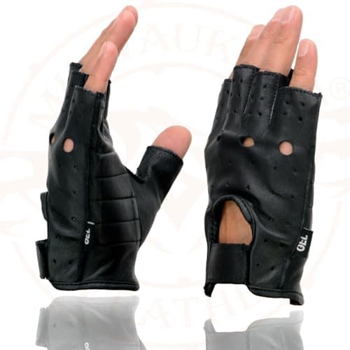 Milwaukee Black Perforated Gel Padded Men's Motorcycle Gloves