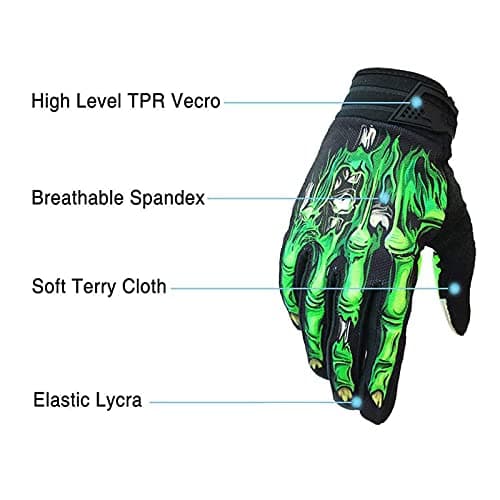 BRZSACR Skeleton Cycling Gloves for Off-Road MTB, Shock Absorption & Touch Screen Compatible