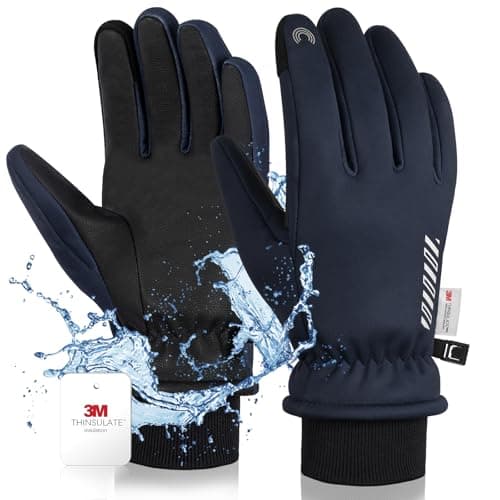 RIGWARL 10℉ 3M Waterproof Gloves for Men & Women Winter Warmth — H117 Pro-(85% Warm&waterproof)-navy