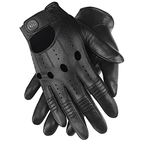 Genuine Leather Black Driving Gloves for Men, Touchscreen Compatible Motorcycle Fotos