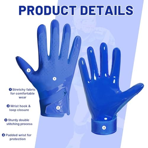 RIGWARL Breathable Lightweight Blue Football Gloves for Men